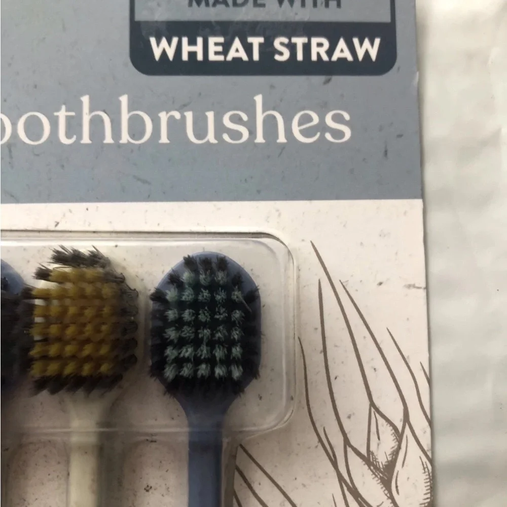 My Beauty Spot Wheat Straw Toothbrushes 4 Pack Eco Friendly BPA Free w/ Hygiene